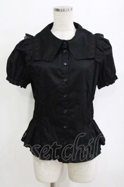画像1: BPN / サイドシャーリングパフブラウス  ブラック H-26-01-19-064-GO-BL-KB-ZH