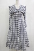 merry jenny / ぽこぽこチェックセーラーワンピース S ネイビー H-26-01-19-008-LO-OP-KB-ZH