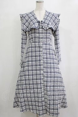 画像1: merry jenny / ぽこぽこチェックセーラーワンピース S ネイビー H-26-01-19-008-LO-OP-KB-ZH