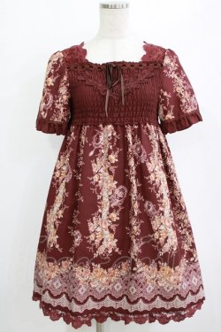 画像1: axes femme / ローズレースプリントチュニック  ワイン H-26-01-19-021-AX-TO-KB-ZH