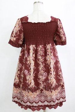 画像3: axes femme / ローズレースプリントチュニック  ワイン H-26-01-19-021-AX-TO-KB-ZH