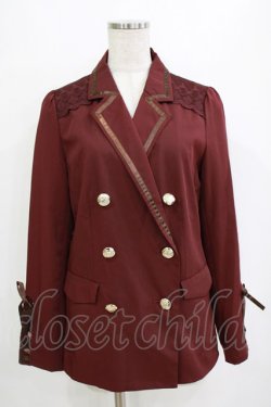画像1: axes femme / 袖レースアップジャケット M ワイン H-26-01-20-038-AX-JA-NS-ZH