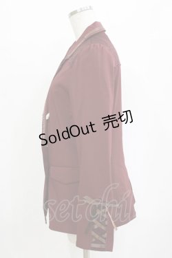 画像2: axes femme / 袖レースアップジャケット M ワイン H-26-01-20-038-AX-JA-NS-ZH