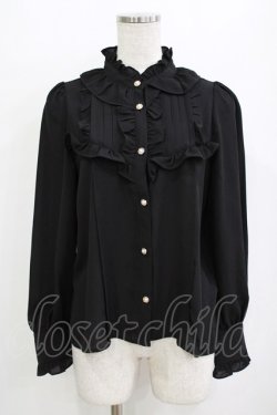 画像1: axes femme Kawaii / スタンド襟フリルブラウス M ブラック H-26-01-20-042-AX-BL-NS-ZH