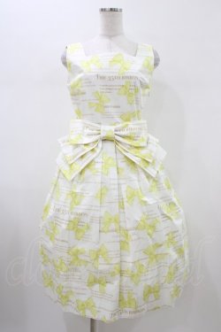 画像1: Jane Marple / The 35th ribbonスクエアドレス  オフホワイト×イエロー H-26-01-20-1040-JM-OP-KB-ZH