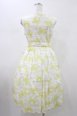 画像2: Jane Marple / The 35th ribbonスクエアドレス  オフホワイト×イエロー H-26-01-20-1040-JM-OP-KB-ZH