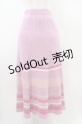 Candy Stripper / MULTI BORDER RIB SKIRT  ピンク H-26-01-20-1046-PU-SK-KB-ZH