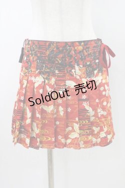 画像1: gouk / プリーツ切替ラップスカート  黒×赤 H-26-01-20-1052-GO-SK-KB-ZH