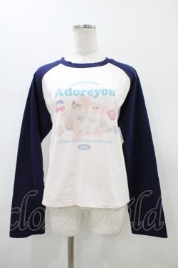 画像1: Candy Stripper / ADORE YOU RAGLANトップス  ピンク×ネイビー H-26-01-20-1056-PU-TO-KB-ZH