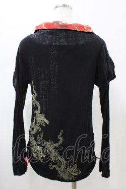 画像2: gouk / サイドギャザーカットソー  ブラック H-26-01-20-1062-GO-TO-KB-ZH