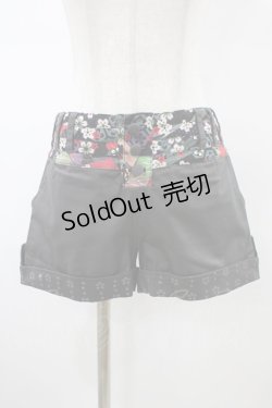 画像1: gouk / 和柄切替ショートパンツ  グレー H-26-01-20-1035-GO-PA-KB-ZH
