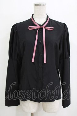 画像1: Kurumi Collaboration / KRデシンジゴスリブラウス L ブラック H-26-01-20-051-GO-BL-NS-ZH