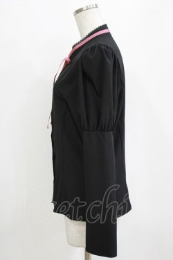画像2: Kurumi Collaboration / KRデシンジゴスリブラウス L ブラック H-26-01-20-051-GO-BL-NS-ZH