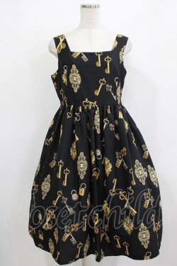 画像1: LIEF / Classic Key Printジャンパースカート L/XL ブラック H-26-01-20-005-LO-OP-NS-ZH