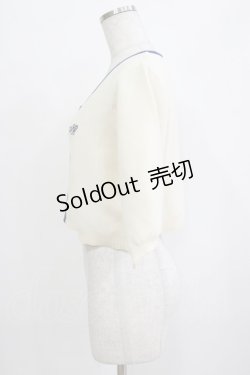 画像2: an another angelus / 配色ラインバルーンスリーブニットカーディガン Free OFF×BL H-26-01-20-055-CA-TO-NS-ZH