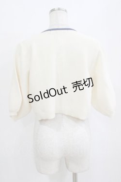 画像3: an another angelus / 配色ラインバルーンスリーブニットカーディガン Free OFF×BL H-26-01-20-055-CA-TO-NS-ZH