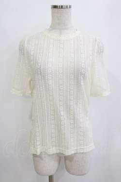 画像1: F&A / ストライプレース5分袖トップス Free IVORY H-26-01-20-056-LO-TO-NS-ZH