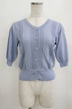 画像1: F&A / プチローズ釦レーシー半袖カーディガン Free BLUE H-26-01-20-057-LO-TO-NS-ZH