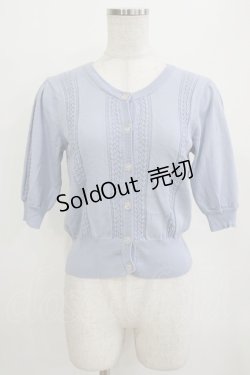 画像1: F&A / プチローズ釦レーシー半袖カーディガン Free BLUE H-26-01-20-057-LO-TO-NS-ZH