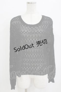 画像1: axes femme / レースアップ透かし編みニット Free ブラック H-26-01-20-059-AX-TO-NS-ZH