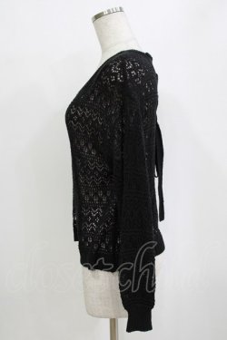 画像2: axes femme / レースアップ透かし編みニット Free ブラック H-26-01-20-059-AX-TO-NS-ZH