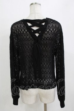 画像3: axes femme / レースアップ透かし編みニット Free ブラック H-26-01-20-059-AX-TO-NS-ZH