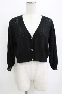 画像1: F&A / ドライフラワー釦透かし編み7分袖カーディガン Free BLACK H-26-01-20-060-LO-TO-NS-ZH
