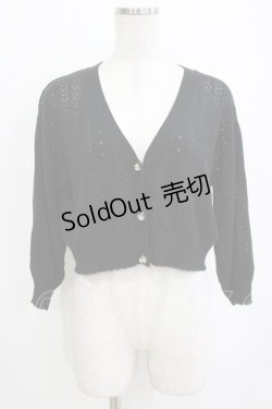 画像1: F&A / ドライフラワー釦透かし編み7分袖カーディガン Free BLACK H-26-01-20-060-LO-TO-NS-ZH