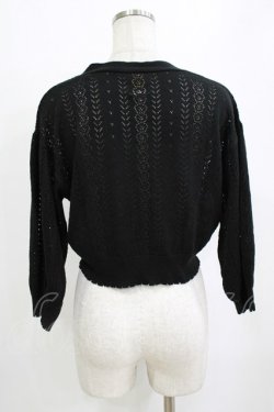画像3: F&A / ドライフラワー釦透かし編み7分袖カーディガン Free BLACK H-26-01-20-060-LO-TO-NS-ZH