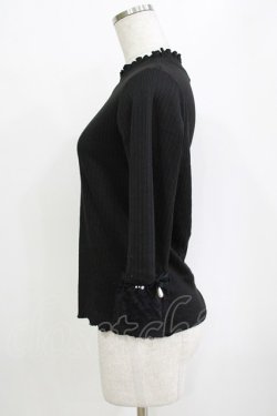 画像2: axes femme / レース重ねデザイン袖プルオーバー Free ブラック H-26-01-20-061-AX-TO-NS-ZH