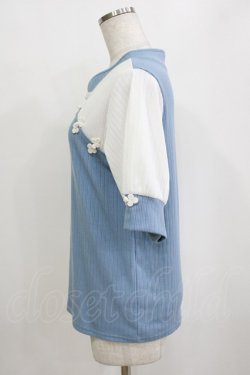 画像2: axes femme / チャイナ釦バイカラープルオーバー Free サックス H-26-01-20-062-AX-TO-NS-ZH