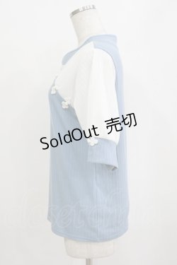 画像2: axes femme / チャイナ釦バイカラープルオーバー Free サックス H-26-01-20-062-AX-TO-NS-ZH