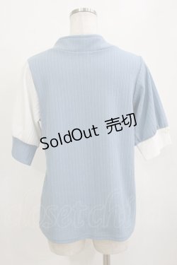 画像3: axes femme / チャイナ釦バイカラープルオーバー Free サックス H-26-01-20-062-AX-TO-NS-ZH