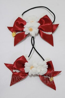 画像1: BABY,THE STARS SHINE BRIGHT / Cheerful Flower リボンゴム  エンジ H-26-01-20-071-BA-AC-NS-ZH