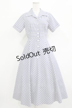 画像1: an another angelus / レトロギンガム開衿ワンピース Free BLUE×WH H-26-01-20-007-CA-OP-NS-ZH