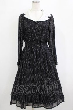 画像1: Fi.n.t / カットワーク開衿ドット柄ワンピース Free ブラック H-26-01-20-010-CA-OP-NS-ZH