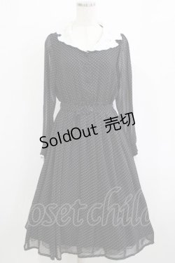 画像1: Fi.n.t / カットワーク開衿ドット柄ワンピース Free ブラック H-26-01-20-010-CA-OP-NS-ZH