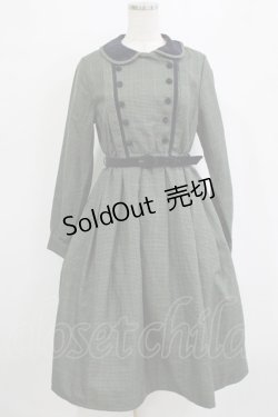 画像1: Fi.n.t / 別珍使いダブル釦チェックワンピース Free GREEN×NV H-26-01-20-016-CA-OP-NS-ZH