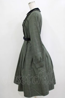 画像2: Fi.n.t / 別珍使いダブル釦チェックワンピース Free GREEN×NV H-26-01-20-016-CA-OP-NS-ZH