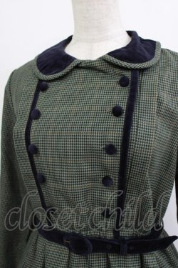 画像4: Fi.n.t / 別珍使いダブル釦チェックワンピース Free GREEN×NV H-26-01-20-016-CA-OP-NS-ZH