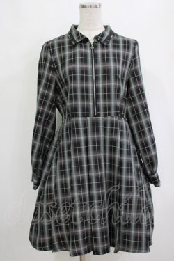 画像1: axes femme / ジップ×プリーツワンピース Free グリーン H-26-01-20-017-AX-OP-NS-ZH