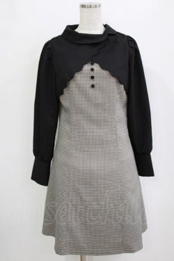 画像1: Fi.n.t / スカラップ使いレイヤードチェックワンピース Free BLACK×GY H-26-01-20-024-CA-OP-NS-ZH