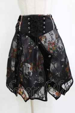 画像1: Ozz oneste / 異素材ハイウエストスカート  黒 H-26-01-21-024-OO-SK-KB-ZH