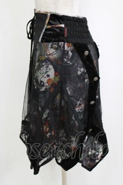 画像2: Ozz oneste / 異素材ハイウエストスカート  黒 H-26-01-21-024-OO-SK-KB-ZH