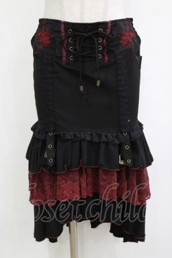 画像1: Ozz oneste / 薔薇刺繍タイトスカート  黒 H-26-01-21-025-OO-SK-KB-ZH