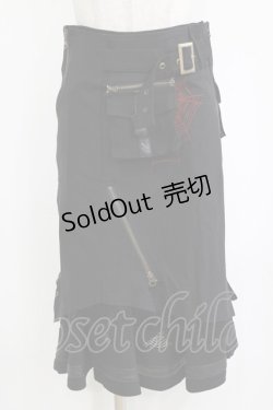 画像1: Ozz On / 刺繍オーバー付レイヤードスカート  ブラック H-26-01-21-026-OO-SK-KB-ZH