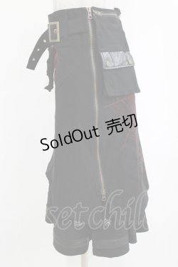 画像2: Ozz On / 刺繍オーバー付レイヤードスカート  ブラック H-26-01-21-026-OO-SK-KB-ZH