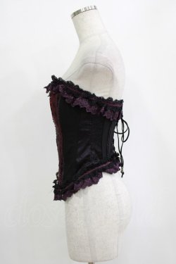 画像2: Ozz oneste / レースフリル刺繍オーバーバストコルセット  黒×紫 H-26-01-21-032-OO-TO-KB-ZH