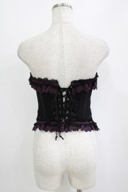 画像3: Ozz oneste / レースフリル刺繍オーバーバストコルセット  黒×紫 H-26-01-21-032-OO-TO-KB-ZH