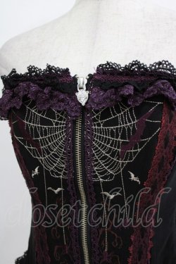 画像4: Ozz oneste / レースフリル刺繍オーバーバストコルセット  黒×紫 H-26-01-21-032-OO-TO-KB-ZH